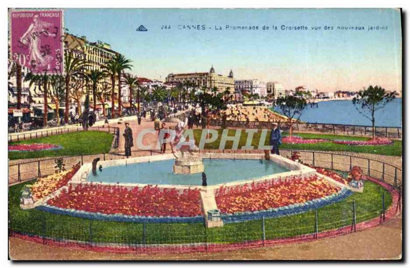 Old Postcard Cannes Promenade de la Croisette for gardens noveaux