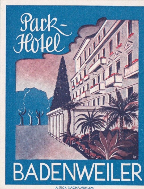 Germany Badenweiler Park Hotel Vintage Luggage Label sk1185