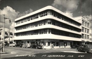 Fort Lauderdale Florida FL Blount Bldg Street Scene Real Photo Vintage Postcard