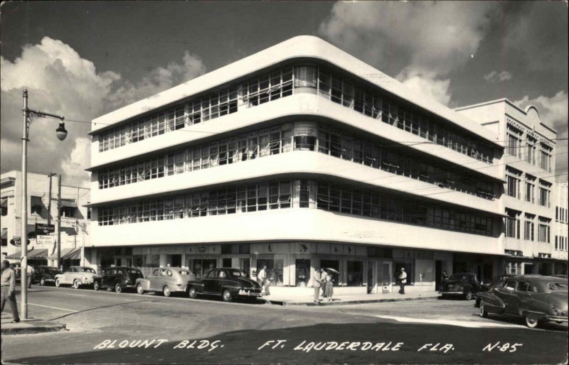 Fort Lauderdale Florida FL Blount Bldg Street Scene Real Photo Vintage Postcard