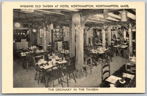 Vtg Massachusetts MA Wiggins Old Tavern Dining Room Hotel Northampton Postcard