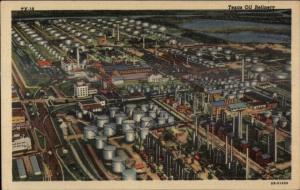 Texas Oil Refinery Aerial View Linen Postcard - Clark Texas Written on Back