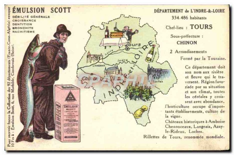 Old Postcard Emulsion Scott Poisson Department Indre et Loire Tours Chinon