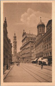 Germany Augsburg Untere Maximilianstrasse Vintage Postcard 03.59 