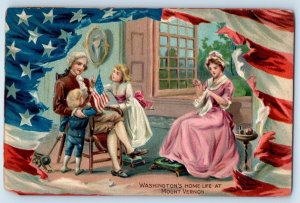 George Washington Home Life At Mount Vernon Children Flag Embossed Tuck Postcard