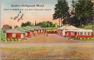 Stashe's Hollywood Motel Portland OR Oregon USA 1950s Postcard H44