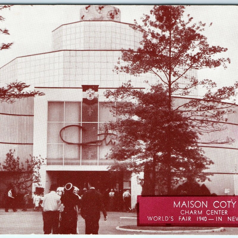 1940 New York Worlds Fair Maison Coty Charm Center Lith Photo PC Long Island A28