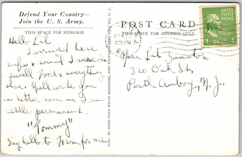 1912 I. Q. Test Reception Center Fort Dix New Jersey NJ Posted Postcard