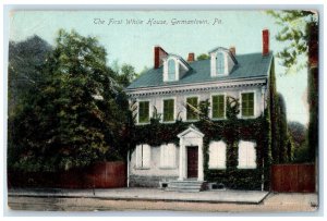 1908 First White House Exterior Germantown Pennsylvania Vintage Antique Postcard