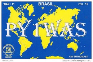 QSL : PY1WAS, CW Enthusiast, Grupo Juizforano De CW, Brasil, 1985