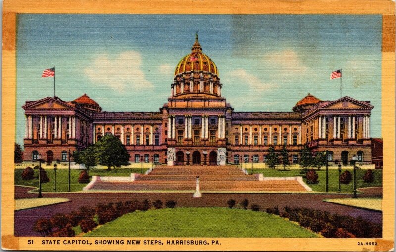 State Capitol Harrisburg PA Pennsylvania Linen Postcard VTG UNP Curteich Vintage