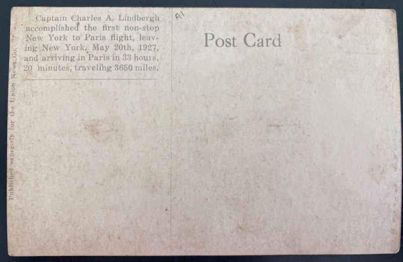 Mint Real Picture Postcard Early Aviation Lindbergh And The Spirit Of St Louis