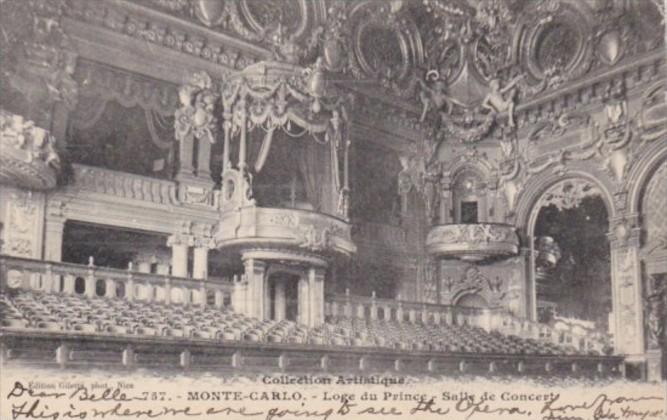 Monaco Monte Carlo Loge du Prince Salle de Concert 1907