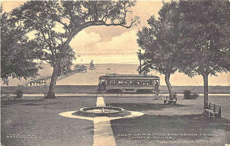 Biloxi MS Trolley The Gulf & Beach Front Published By The Albertype Co. Postcard