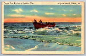Crystal Beach Manor  Maryland   Fishing Boat   Postcard
