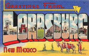 H17/ Lordsburg New Mexico Postcard linen Large Letter Greetings from Lordsburg