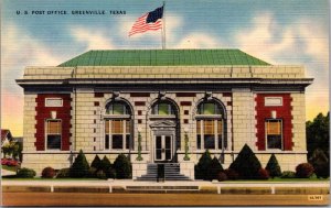 Linen Postcard United States Post Office in Greenville, Texas