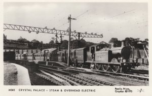 Crystal Palace Steam Train & Overhead Electric Railway Postcard