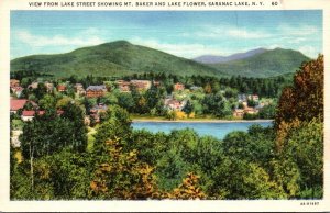 New York Adirondacks Saranac Lake View From Lake Street Showing Mt Baker & La...