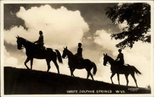 White Sulphur Springs WV Horse Riding Sunset 1930s Real Photo Postcard