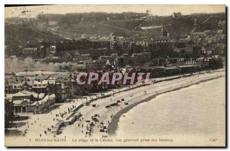 Old Postcard Mers les Bains Beach and the Casino Jack Vue Generale Des Falaises