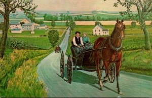 Pennsylvania Amish Courting Carriage By Artist H J Loewen