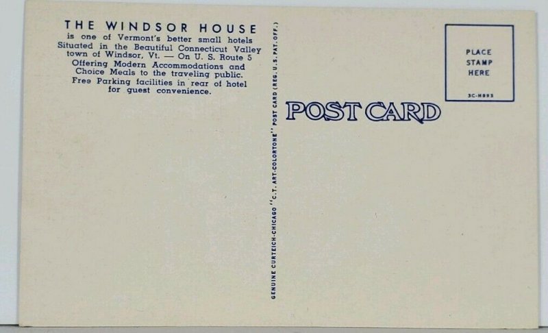 Vermont The Windsor House Postcard J3