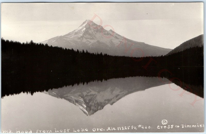 c1930s Lost Lake, Ore RPPC Mt Hood Real Photo Postcard OR Cross Dimmitt A92