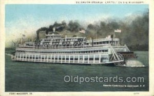 Capitol Ferry Boats, Ferries, Steamboat, Ship Fort Madison, Iowa, USA Unused 