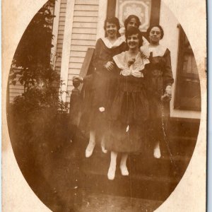 c1910s Outdoor House Happy Women RPPC Laughing Ladies Real Photo Victorian A159