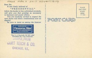 Mens Suit Advertising Presidential London Shrunk Teich Postcard 21-6470