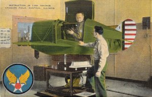 Army Air Forces Postcard Chanute Field Rantoul IL Training In Link Trainer WWII