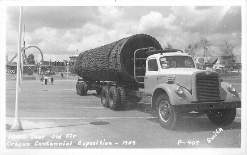 1959 Logging Truck Oregon Centennial Exposition RPPC Photo Postcard Smith 7721