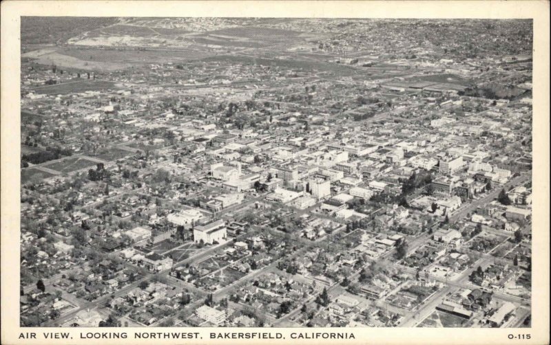 Bakersfield California CA Air View Northwest Vintage Postcard