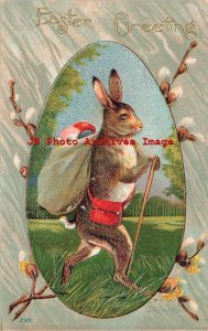 Easter, Unknown No 298, Anthropomorphic Rabbit with Bag of Eggs & Walking Stick