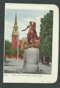 Ca 1930 Boston MA Statue Of Paul Revere On Illustrated Letter Card W/Data--