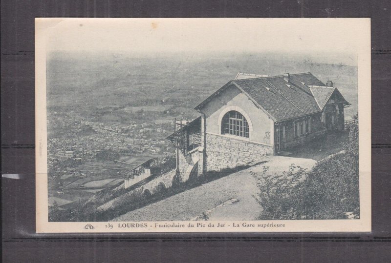 FRANCE, LOURDES, FUNICULAR TO PIC DU JER, STATION, c1920 ppc., unused.