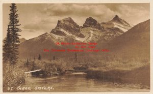 Canada, Alberta, Canmore, RPPC, Three Sisters Mountains, Photo