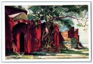 c1940 Ruins East Martello Fort Painting Avery Johnson Key West Florida Postcard