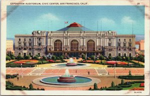 Exposition Auditorium Civic Center San Francisco California Linen Postcard C178