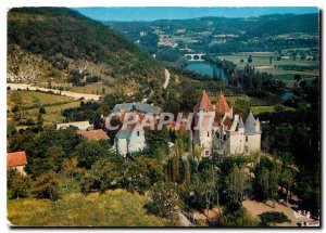 Postcard Modern Castles in Perigord Chateau Milandes high at the beginning of...