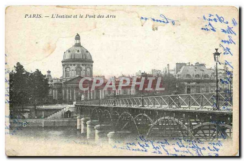 Old Postcard Paris Institute and the Pont des Arts