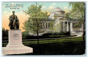 c1910 Lincoln Monument Simmons Library Statue Kenosha Wisconsin Vintage Postcard 