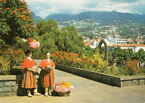 Madeira Portugal Flower Seller Flowerseller Costume Fashion Folklore Postcard