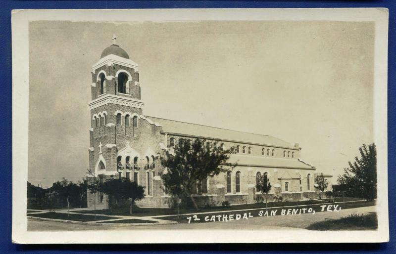 San Benito Texas tx Catholic Cathedral real photo postcard RPPC