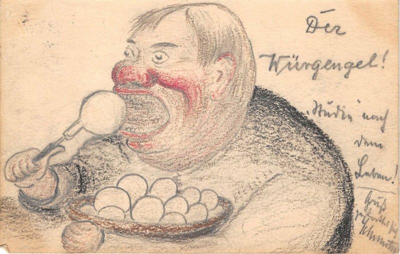 Lot 77 der wurgengel painting postcard comic man eating germany hannover