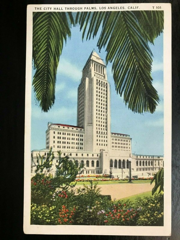Vintage Postcard 1935 City Hall through the Palms Los Angeles California (CA)