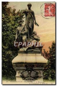 Old Postcard Villefranche Sur Saone The Monument of Fighters 1870 1871 Militaria