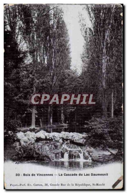 Old Postcard Bois de Vincennes The Cascade Lake Daumesnil