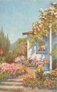 1920s Artist Impression Garden in Blue Adam California postcard 1555